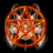 Fire Pentacle, black background